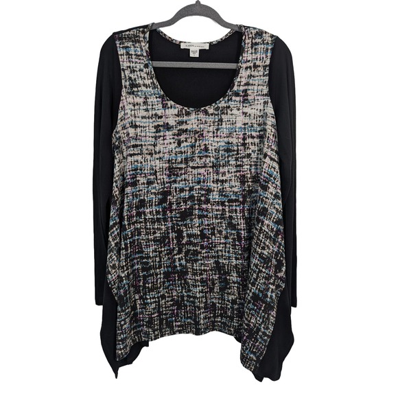 Karen by Karen Kane ultra-thin avant garden asymmetrical top Large - Picture 1 of 6